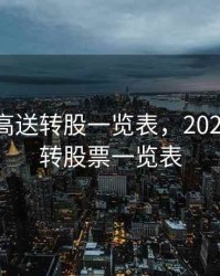 2020年高送转股一览表，2020年高送转股票一览表