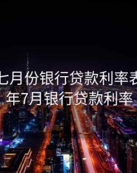 2020年七月份银行贷款利率表，2020年7月银行贷款利率