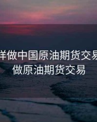 个人怎样做中国原油期货交易，怎么做原油期货交易