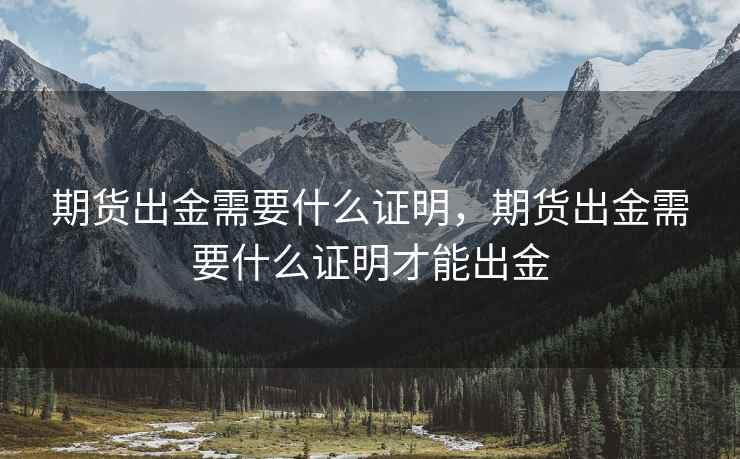期货出金需要什么证明，期货出金需要什么证明才能出金