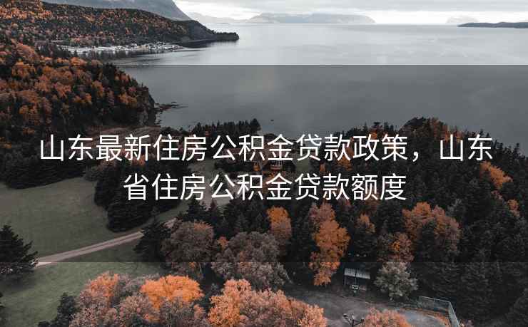 山东最新住房公积金贷款政策，山东省住房公积金贷款额度